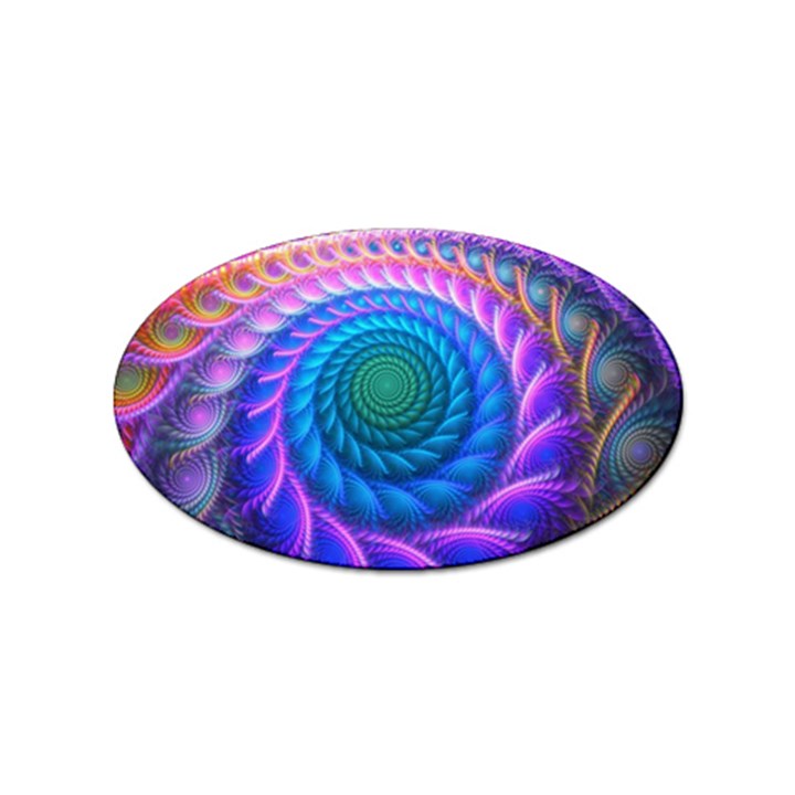 Peacock Feather Fractal Sticker (Oval)