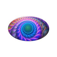 Peacock Feather Fractal Sticker (oval) by Wav3s