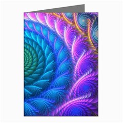 Peacock Feather Fractal Greeting Cards (pkg Of 8) by Wav3s