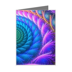 Peacock Feather Fractal Mini Greeting Card by Wav3s