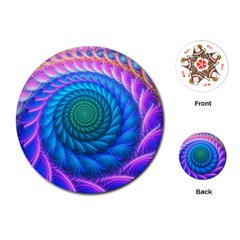 Peacock Feather Fractal Playing Cards Single Design (round) by Wav3s