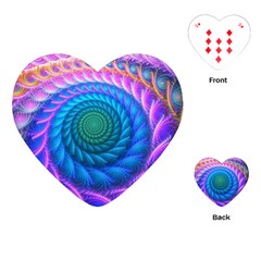 Peacock Feather Fractal Playing Cards Single Design (heart) by Wav3s