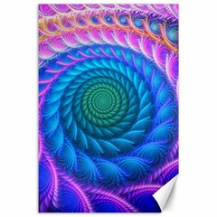 Peacock Feather Fractal Canvas 24  X 36  by Wav3s