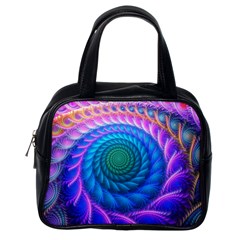 Peacock Feather Fractal Classic Handbag (one Side) by Wav3s