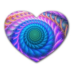 Peacock Feather Fractal Heart Mousepad by Wav3s