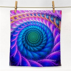 Peacock Feather Fractal Face Towel by Wav3s