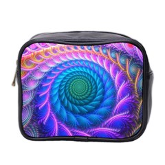 Peacock Feather Fractal Mini Toiletries Bag (two Sides) by Wav3s