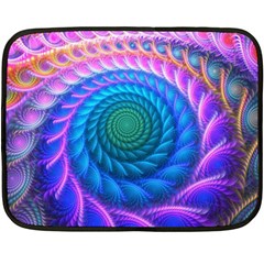 Peacock Feather Fractal Two Sides Fleece Blanket (mini) by Wav3s