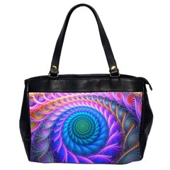 Peacock Feather Fractal Oversize Office Handbag (2 Sides) by Wav3s