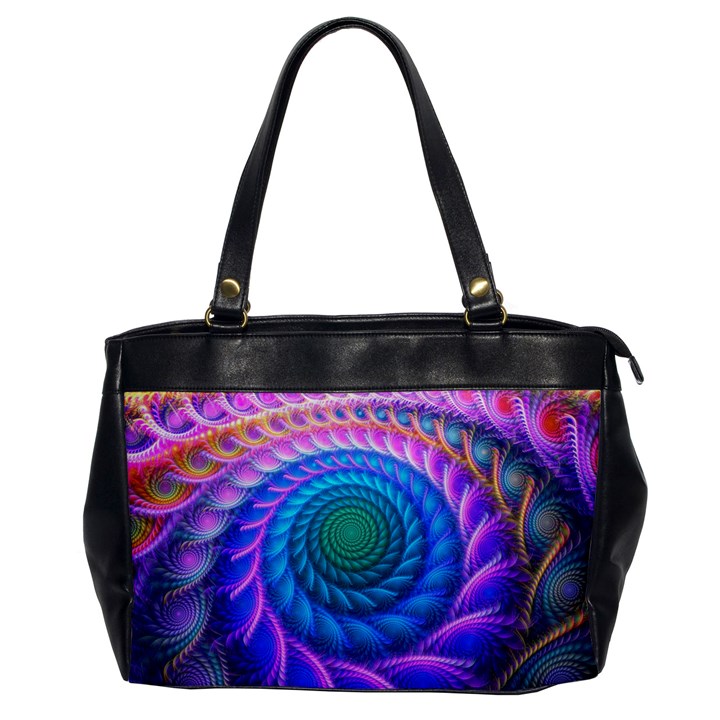 Peacock Feather Fractal Oversize Office Handbag