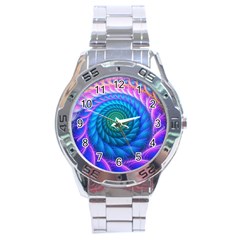 Peacock Feather Fractal Stainless Steel Analogue Watch by Wav3s