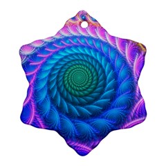 Peacock Feather Fractal Snowflake Ornament (two Sides) by Wav3s