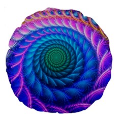 Peacock Feather Fractal Large 18  Premium Round Cushions by Wav3s