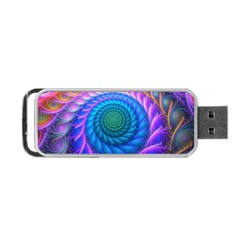 Peacock Feather Fractal Portable Usb Flash (one Side) by Wav3s