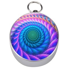 Peacock Feather Fractal Silver Compasses by Wav3s