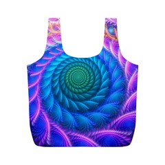 Peacock Feather Fractal Full Print Recycle Bag (m) by Wav3s