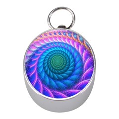 Peacock Feather Fractal Mini Silver Compasses by Wav3s