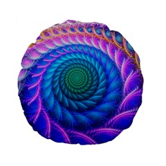 Peacock Feather Fractal Standard 15  Premium Flano Round Cushions by Wav3s