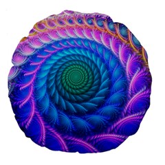 Peacock Feather Fractal Large 18  Premium Flano Round Cushions by Wav3s