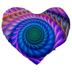 Peacock Feather Fractal Large 19  Premium Flano Heart Shape Cushions Front