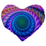 Peacock Feather Fractal Large 19  Premium Flano Heart Shape Cushions Back