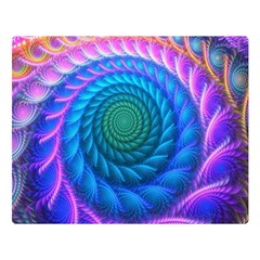 Peacock Feather Fractal Two Sides Premium Plush Fleece Blanket (large) by Wav3s