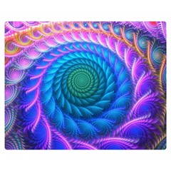 Peacock Feather Fractal Two Sides Premium Plush Fleece Blanket (medium) by Wav3s