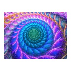 Peacock Feather Fractal Two Sides Premium Plush Fleece Blanket (mini) by Wav3s