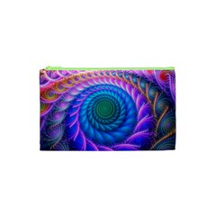 Peacock Feather Fractal Cosmetic Bag (xs) by Wav3s