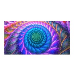 Peacock Feather Fractal Satin Wrap 35  X 70  by Wav3s