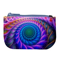 Peacock Feather Fractal Large Coin Purse by Wav3s