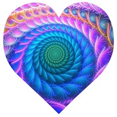 Peacock Feather Fractal Wooden Puzzle Heart by Wav3s