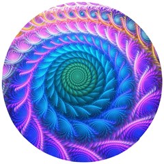 Peacock Feather Fractal Wooden Puzzle Round by Wav3s