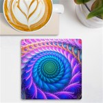 Peacock Feather Fractal UV Print Square Tile Coaster  Front