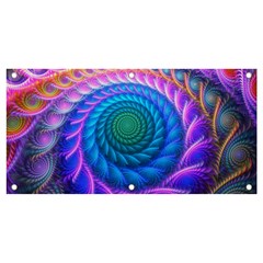 Peacock Feather Fractal Banner And Sign 4  X 2  by Wav3s