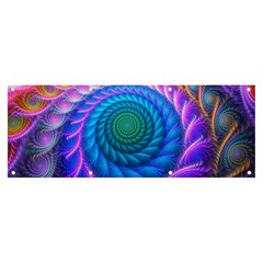 Peacock Feather Fractal Banner And Sign 8  X 3  by Wav3s