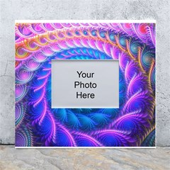 Peacock Feather Fractal White Wall Photo Frame 5  X 7 