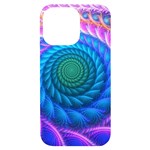 Peacock Feather Fractal iPhone 14 Pro Max Black UV Print Case Front