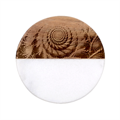 Peacock Feather Fractal Classic Marble Wood Coaster (round)  by Wav3s