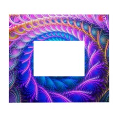 Peacock Feather Fractal White Wall Photo Frame 5  X 7  by Wav3s