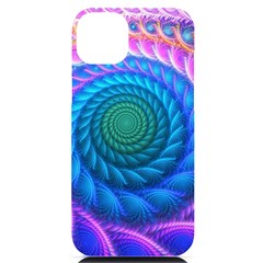 Peacock Feather Fractal Iphone 14 Plus Black Uv Print Case