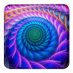 Peacock Feather Fractal Square Glass Fridge Magnet (4 Pack)