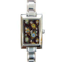 Pattern Feather Peacock Rectangle Italian Charm Watch by Wav3s