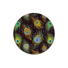 Pattern Feather Peacock Magnet 3  (round) by Wav3s