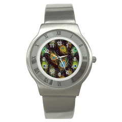 Pattern Feather Peacock Stainless Steel Watch by Wav3s