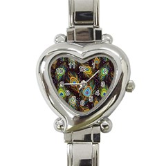 Pattern Feather Peacock Heart Italian Charm Watch by Wav3s