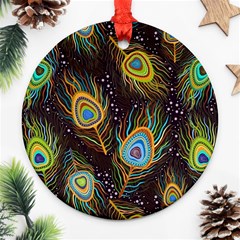 Pattern Feather Peacock Round Ornament (two Sides)