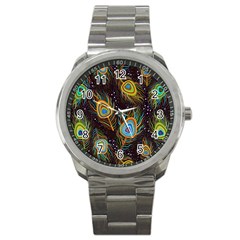 Pattern Feather Peacock Sport Metal Watch by Wav3s