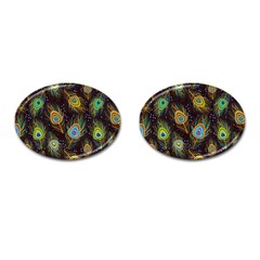 Pattern Feather Peacock Cufflinks (oval) by Wav3s