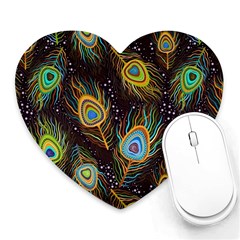 Pattern Feather Peacock Heart Mousepad by Wav3s